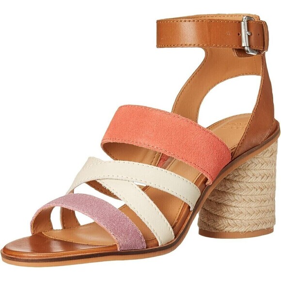 Frye Co Leiah Peach Multi Adjustable Ankle Strap Heeled‎ Sandals 10 Medium Boho - Picture 1 of 10